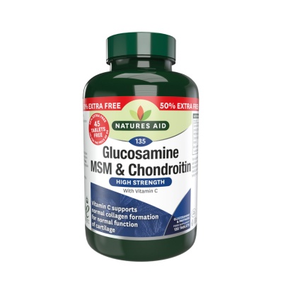 Natures Aid Glucosamine, MSM & Chondroitin 135 tabs (90+45 Free)